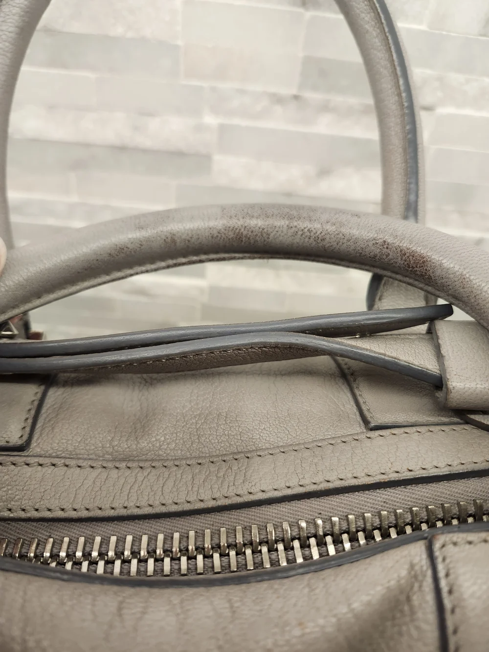 Givenchy Pure Medium Chain Satchel – Light Taupe Gray Leather – Authentic w/ COA